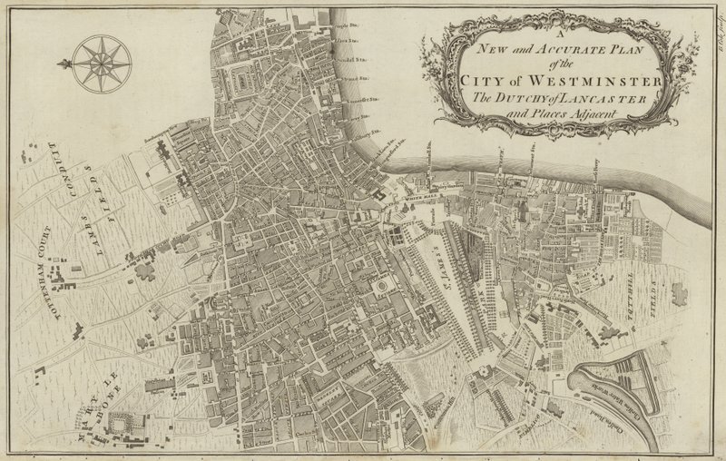 Mapa miasta Westminster i Księstwa Lancaster w Londynie autorstwa English School