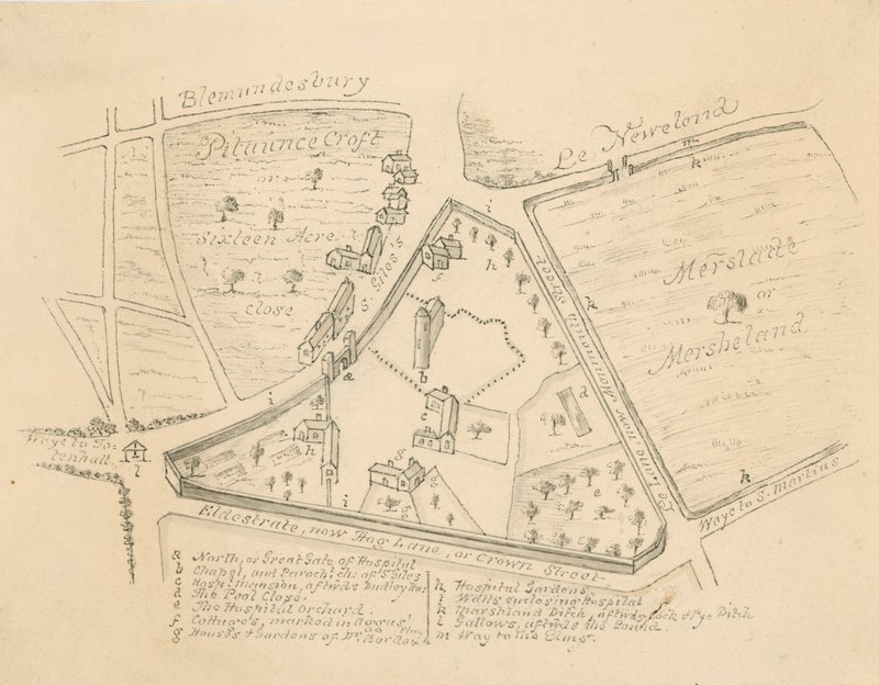 Mapa parafii St Giles in the Fields, Londyn autorstwa English School