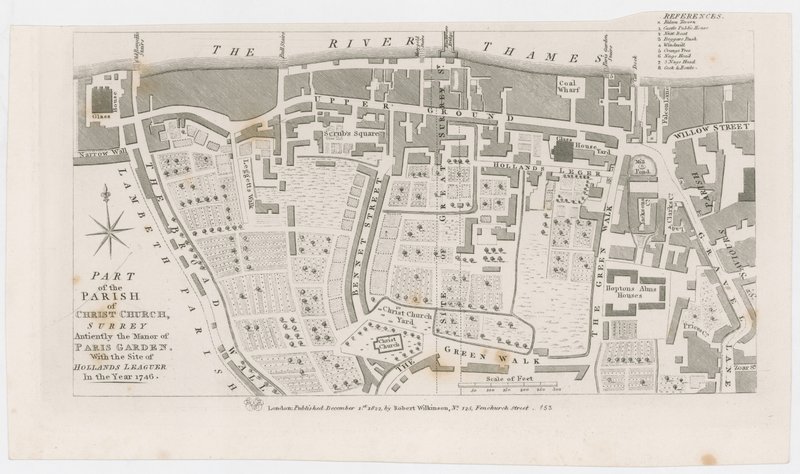 Mapa przedstawiająca dwór Paryskiego Ogrodu autorstwa R. Wilkinsona, 1822 autorstwa English School