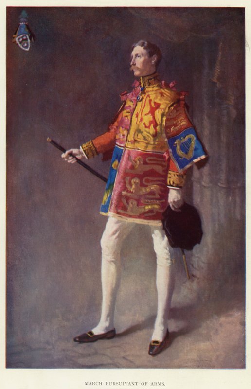 March Pursuivant of Arms (kolorowa litografia) autorstwa English School