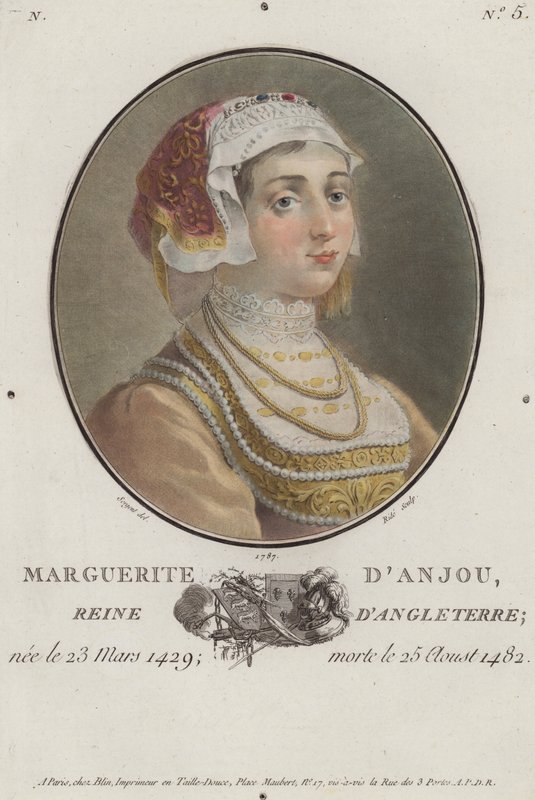 Małgorzata Anjou, królowa małżonka króla Anglii Henryka VI (kolorowe grawerowanie) autorstwa English School