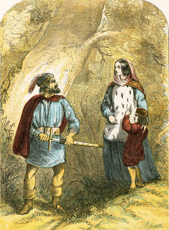 Margaret of Anjou i jej syn spotykają złodzieja w lesie autorstwa English School