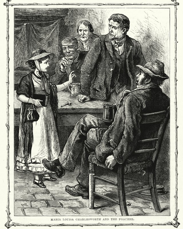 Maria Louisa Charlesworth i kłusownik (grafika) autorstwa English School