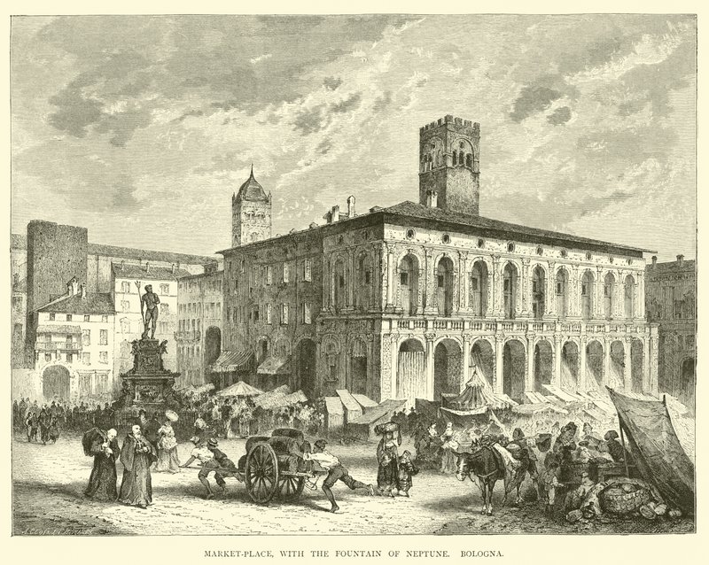 Rynek z Fontanną Neptuna, Bolonia autorstwa English School