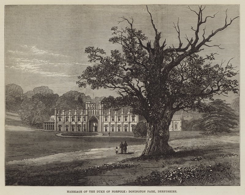 Małżeństwo księcia Norfolk, Donington Park, Derbyshire (grawerowanie) autorstwa English School