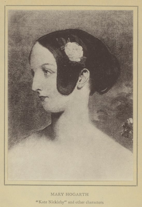 Mary Hogarth, Kate Nickleby i inne postacie (litografia) autorstwa English School