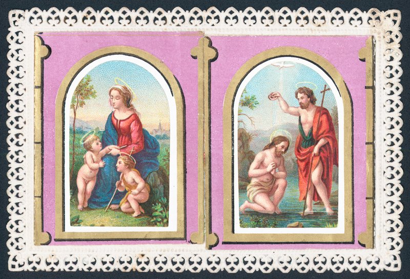 Maryja, Jezus i Aniołowie, Kartka Świąteczna autorstwa English School