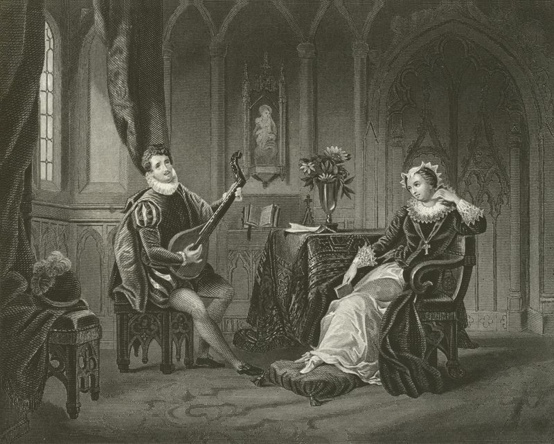 Mary Queen of Scots i jej sekretarz Chatelar autorstwa English School