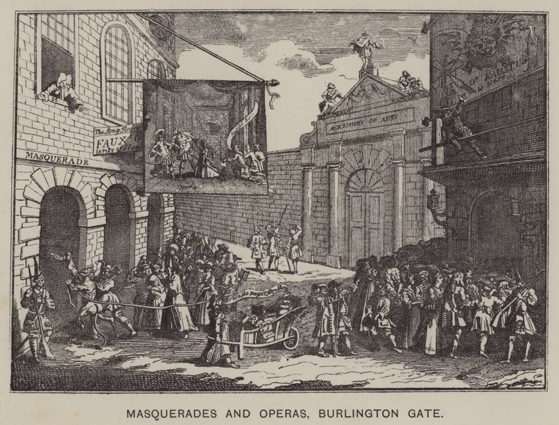 Maskarady i opery, Burlington Gate (rycina) autorstwa English School