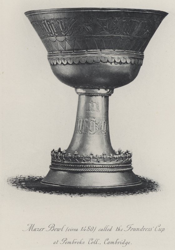 Mazer Bowl (około 1480) zwany Pucharem Założycielki w Pembroke College Cambridge (grawerowanie) autorstwa English School