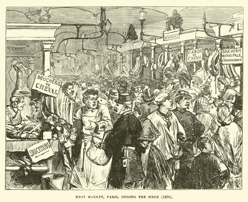 Targ mięsny, Paryż, podczas oblężenia, 1870 autorstwa English School