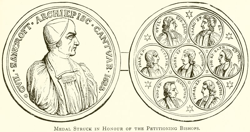 Medal Wybity na cześć Biskupów składających petycje autorstwa English School