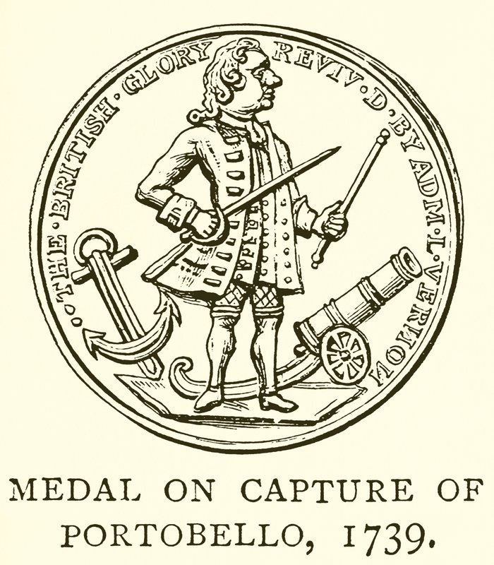 Medal na Schwytany Portobello, 1739 autorstwa English School