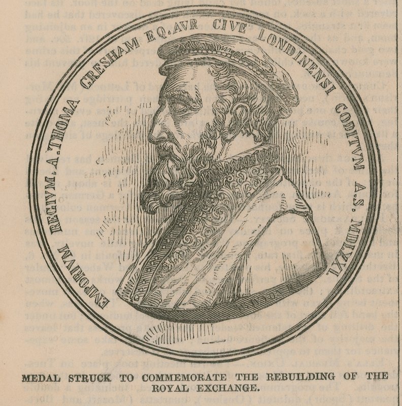 Medal wybity dla upamiętnienia odbudowy Królewskiej Giełdy autorstwa English School