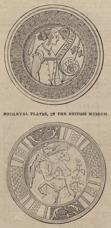 Talerze średniowieczne, w British Museum (grafika) autorstwa English School