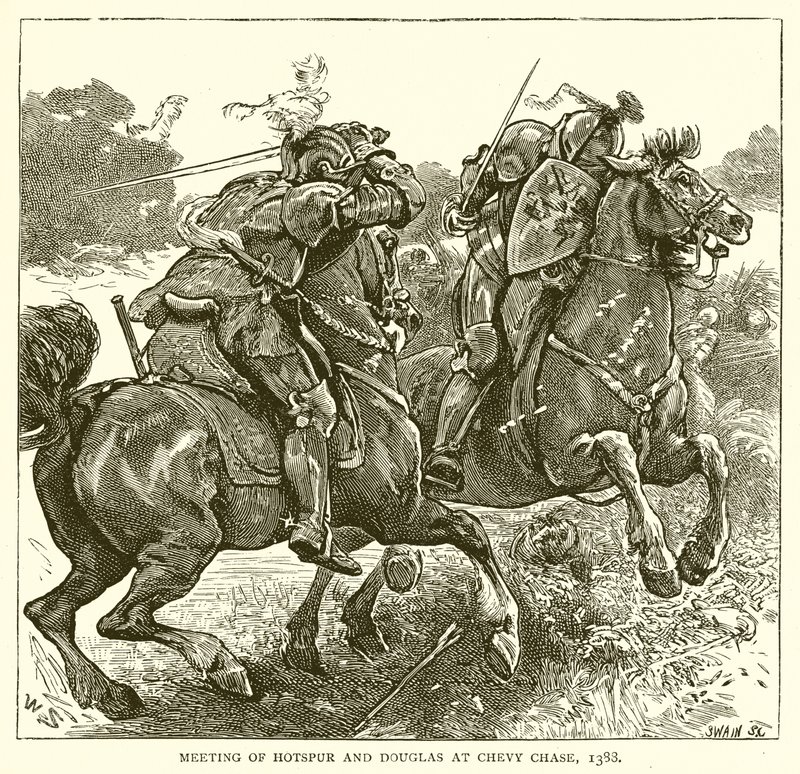 Spotkanie Hotspur i Douglasa w Chevy Chase, 1388 autorstwa English School