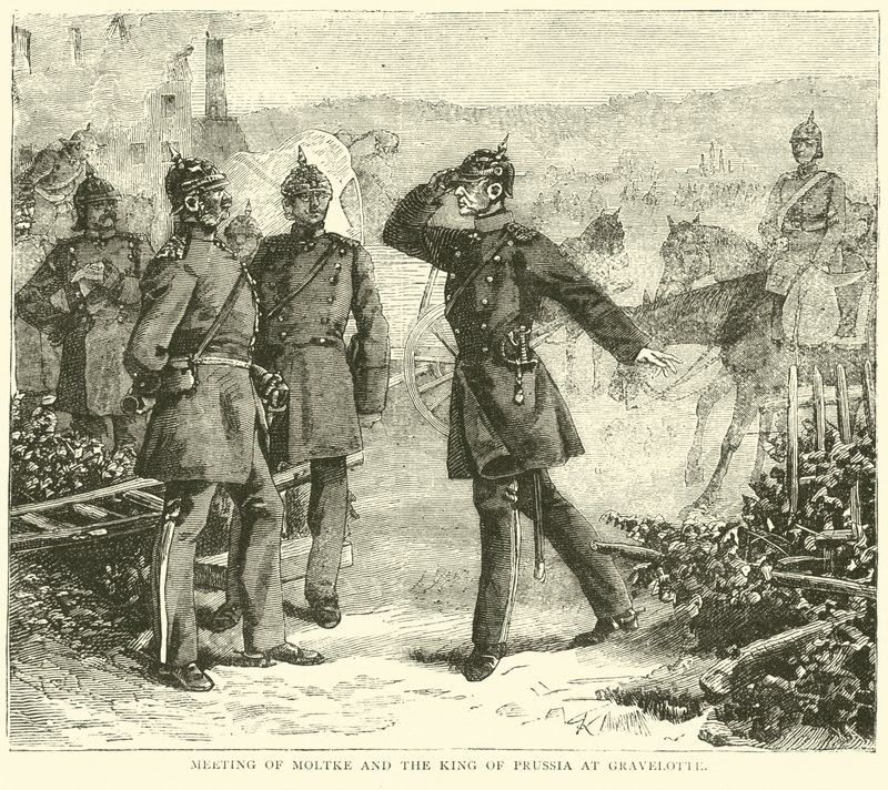 Spotkanie Moltkego i króla pruskiego w Gravelotte, sierpień 1870 autorstwa English School
