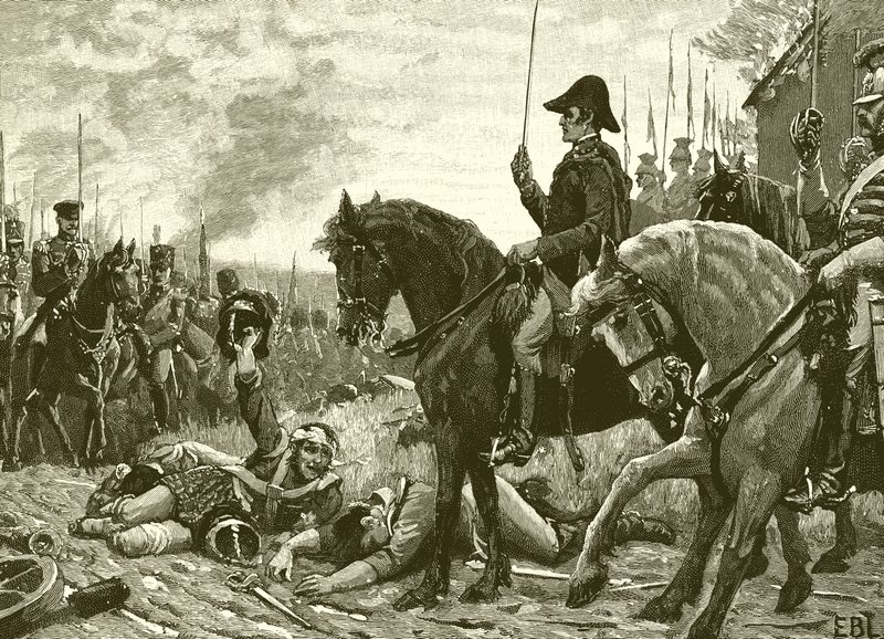 Spotkanie Wellingtona i Bluchera po bitwie pod Waterloo autorstwa English School