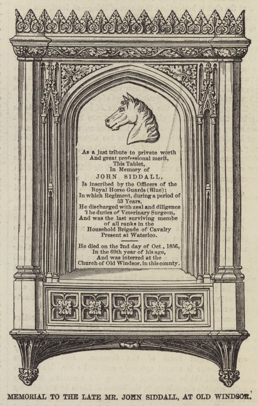 Pomnik zmarłego pana Johna Siddalla w Old Windsor (rycina) autorstwa English School