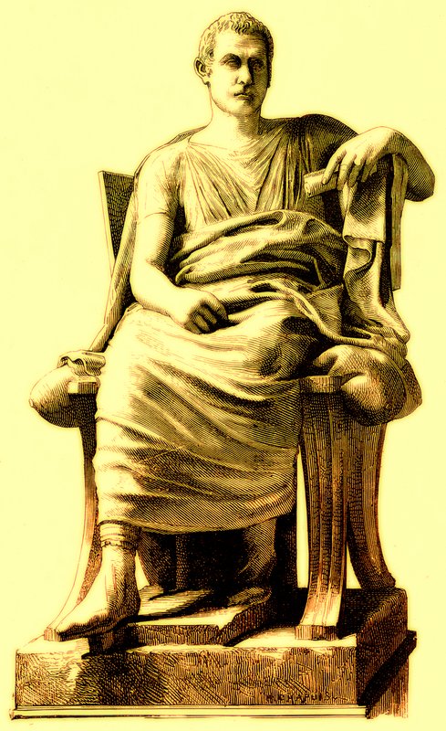 Menander, ilustracja z Historii Rzymu autorstwa Victora Duruy, opublikowana w 1884 r. (obraz ulepszony cyfrowo) autorstwa English School