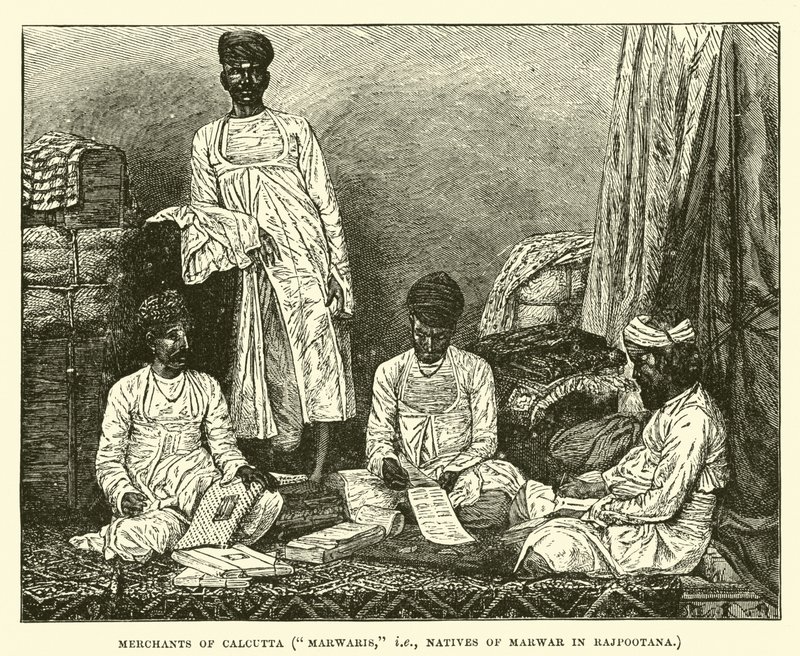 Kupcy z Kalkuty, Marwaris, czyli mieszkańcy Marwar w Rajpootanie autorstwa English School