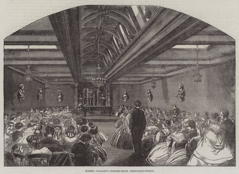 Sala koncertowa Messers Collard, Grosvenor-Street (grawerowanie) autorstwa English School