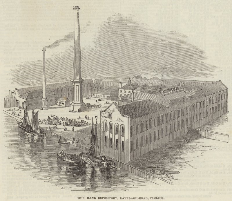 Depozyt banku Mill, Ranelagh-Road, Pimlico (grawerowanie) autorstwa English School
