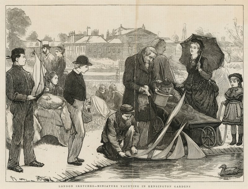 Miniaturowy jachting w Kensington Gardens, Londyn autorstwa English School