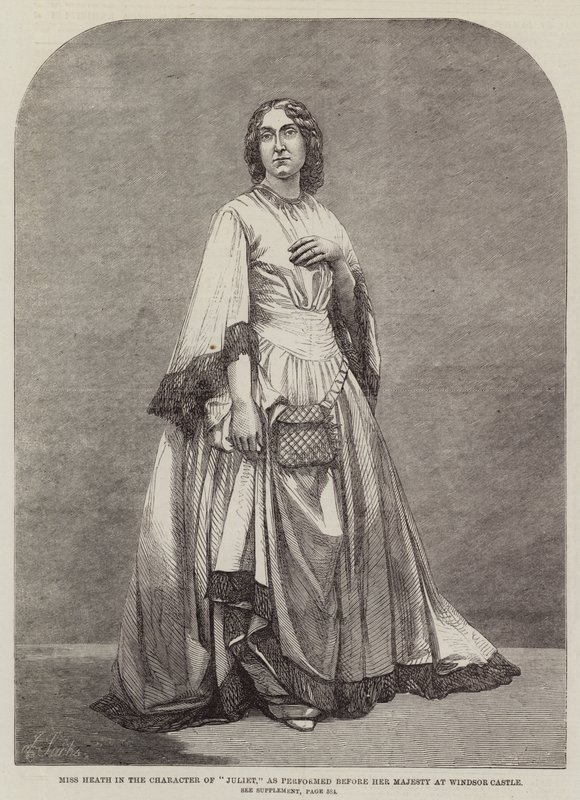 Panna Heath w postaci „Juliet” w wykonaniu przed Jej Wysokością na Zamku Windsor (rycina) autorstwa English School