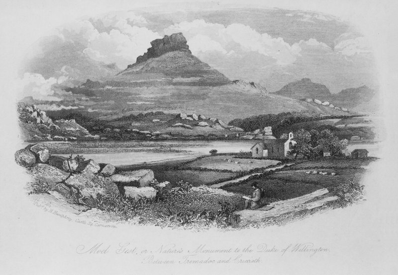 Moel Gest, czyli pomnik przyrody księcia Wellington, między Tremadoc a Criccieth autorstwa English School
