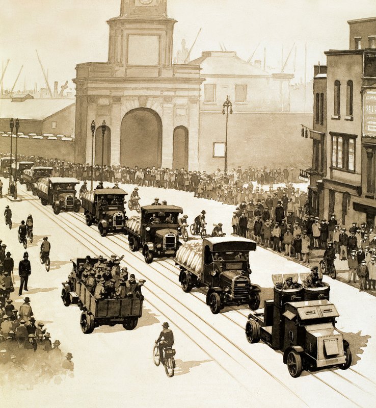 Chwile, które utworzyły historię: strajk generalny 1926 r. (gwasz na papierze) autorstwa English School
