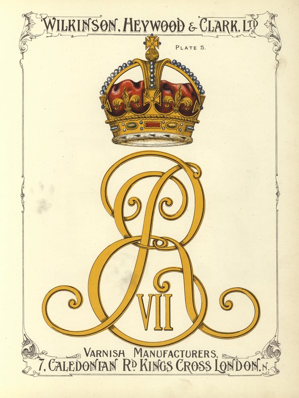 Monogram króla Edwarda VII (chromolitho) autorstwa English School