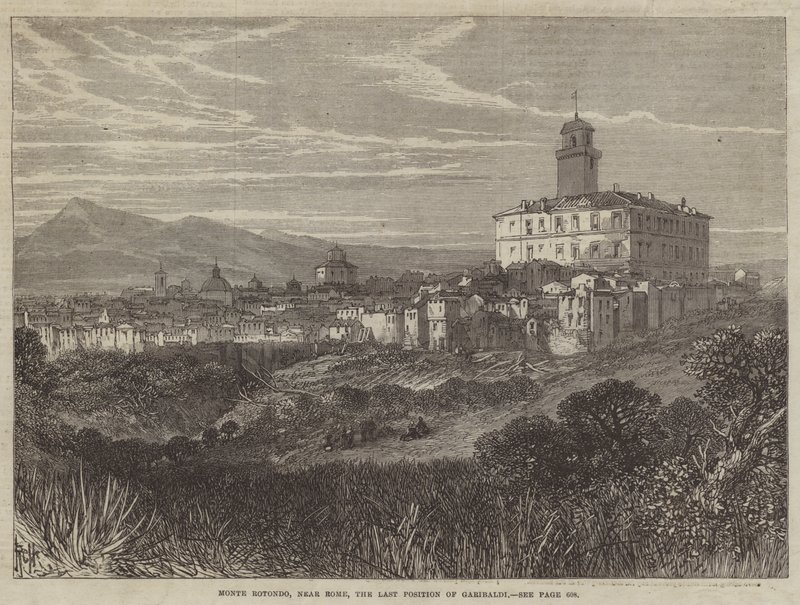 Monte Rotondo k. Rzymu, Ostatnia Pozycja Garibaldiego (rycina) autorstwa English School