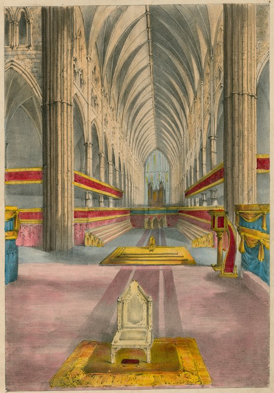 Morgans Dioramic Widok koronacji w Opactwie Westminsterskim, 28 czerwca 1838, Londyn autorstwa English School