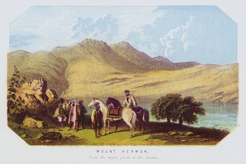 Góra Hermon, z górnej równiny Jordanu (kolor lito) autorstwa English School