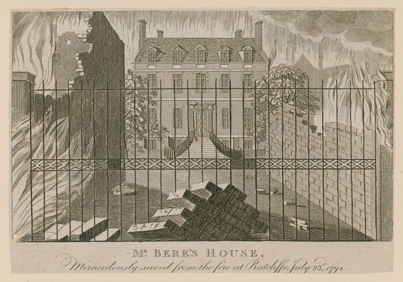 Dom pana Beresa, cudem ocalony z pożaru w Ratcliffe, 23 lipca 1794 r. autorstwa English School