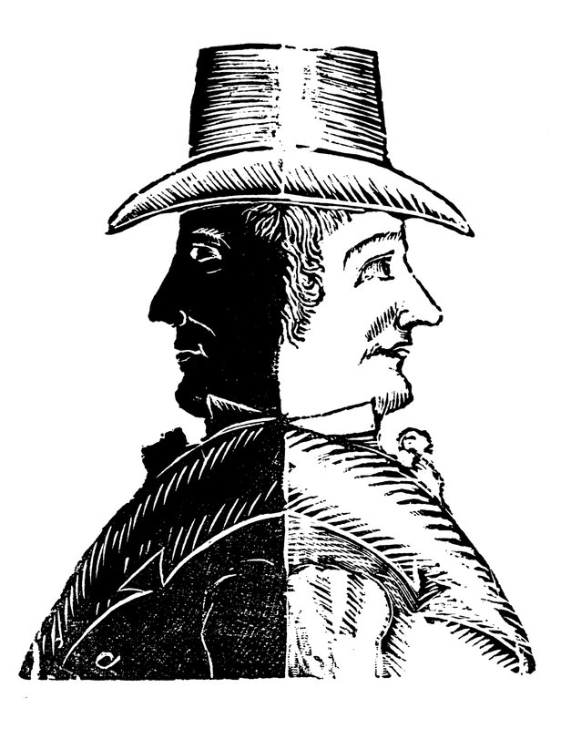 Pan Doubleface, człowiek, któremu nie można ufać (grawerunek) autorstwa English School