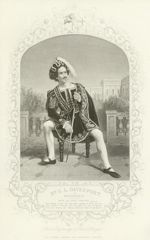 Pan E L Davenport jako Benedick, Wiele hałasu o nic, Akt II, scena III autorstwa English School