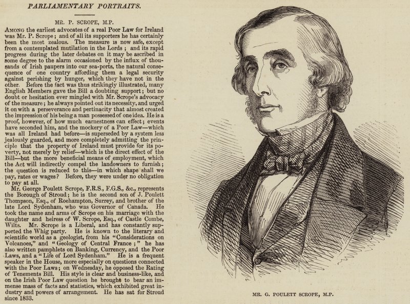 Pan G Poulett Scrope, MP (grawerowanie) autorstwa English School