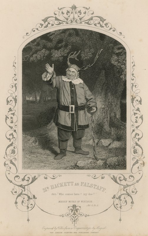 Pan Hackett jako Falstaff w Wesołych żonach Windsoru autorstwa English School