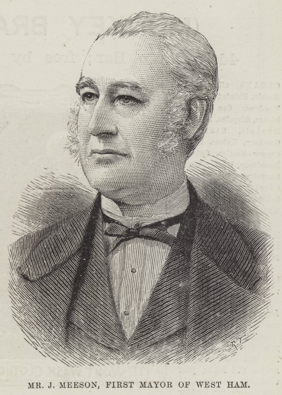 Pan J Meeson, pierwszy burmistrz West Ham (grawerowanie) autorstwa English School