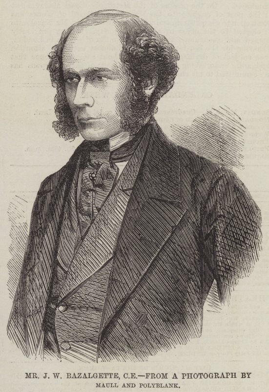 Pan JW Bazalgette, CE (Grawerowanie) autorstwa English School
