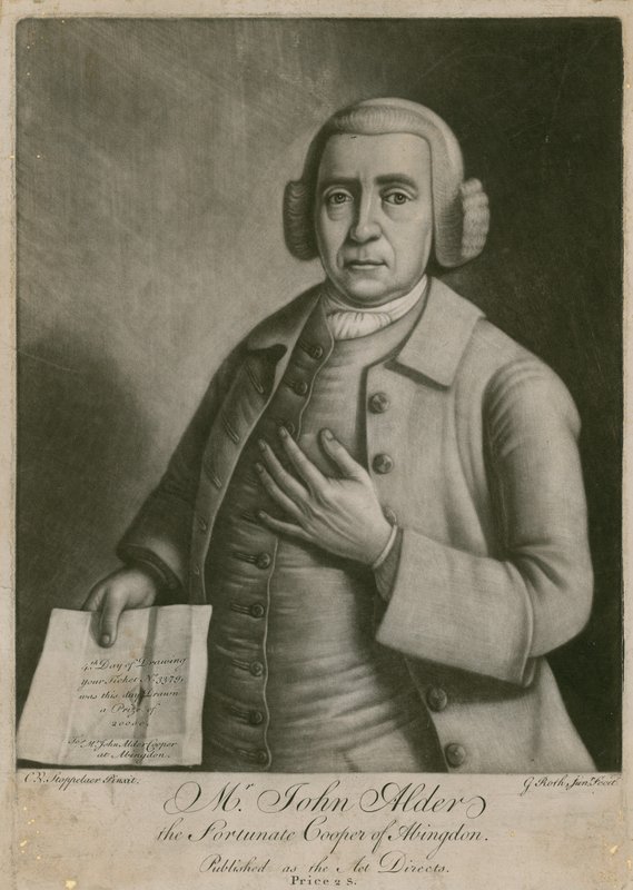 Pan John Alder, szczęśliwy bednarz Abingdon, zwycięzca loterii autorstwa English School