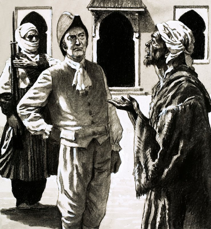 Pan Joseph Dupois stanął przed przemoczonym stworzeniem (gwasz na papierze) autorstwa English School