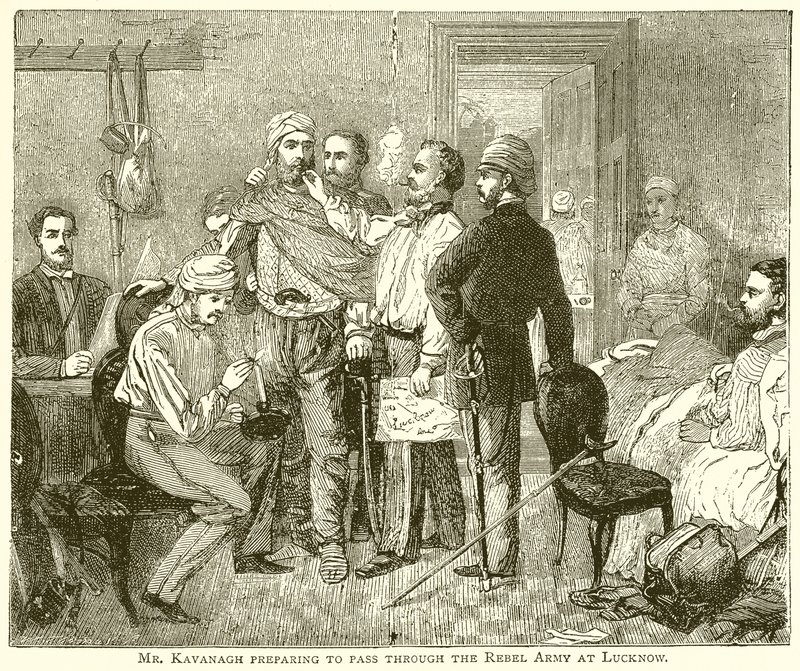 Pan Kavanagh przygotowuje się do przejścia przez Armię Rebeliantów w Lucknow autorstwa English School