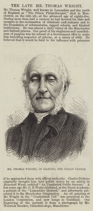 Pan Thomas Wright z Salford, gość w więzieniu (grawerowanie) autorstwa English School