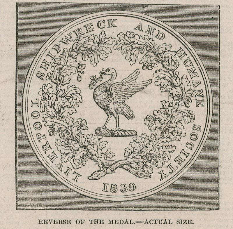 Projekt pana Lyonsa na Medal Liverpool Shipwreck and Humane Societies Medal autorstwa English School
