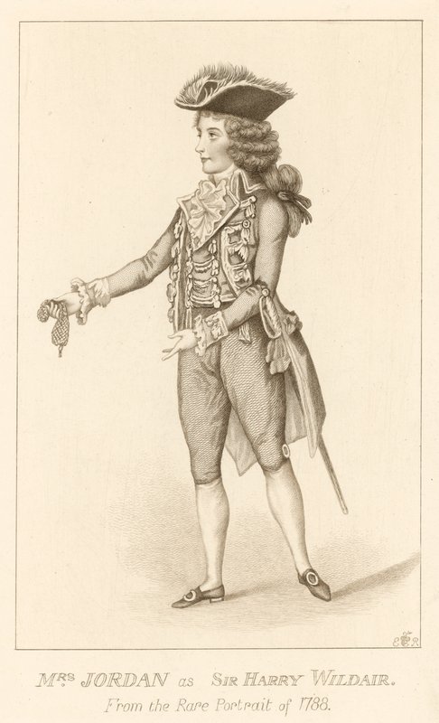 Pani Jordan jako Sir Harry Wildair z rzadkiego portretu z 1788 r. autorstwa English School