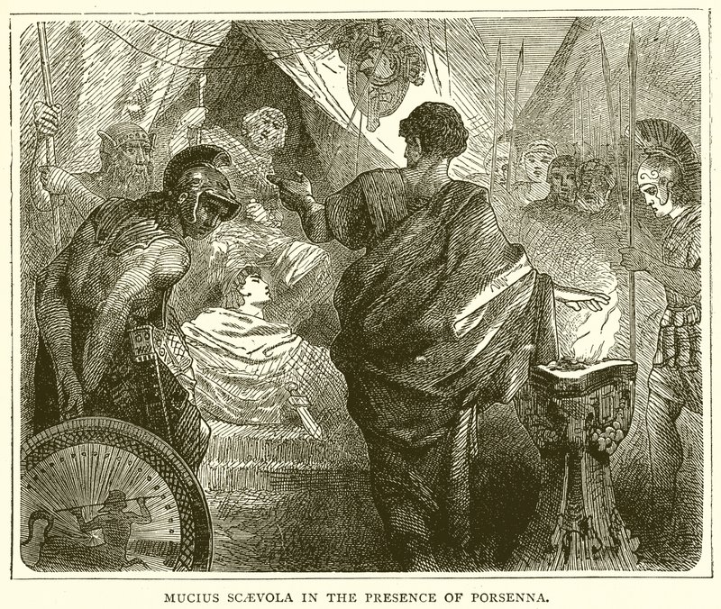Mucius Scaevola w obecności Porsenna autorstwa English School