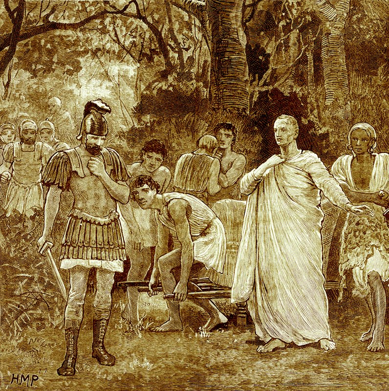 Morderstwo Cycerona, ilustracja z Cassells Illustrated Universal History autorstwa Edwarda Olliera, opublikowana w 1890 r. (obraz ulepszony cyfrowo) autorstwa English School